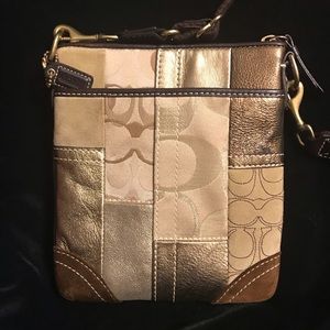 Coach Gold Patchwork Cross Body Swing Pack Bag